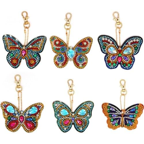 5D Diamond Painting Keychain Butterfly Animal Flower Pattern Keyring DIY Mosaic Picture Of Rhinestone Women Girls Gift