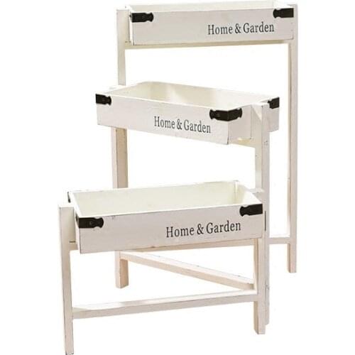 American country ladder wooden screen to store decorative flower rack, coffee shop, clothing shop, window and balcony