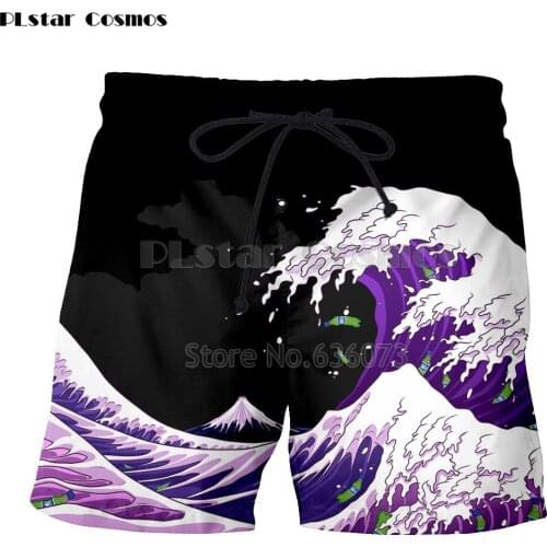PLstar Cosmos Brand clothing 2018 New style Mens Womens Shorts Waves Retro Style Print 3d Casual Cool shorts