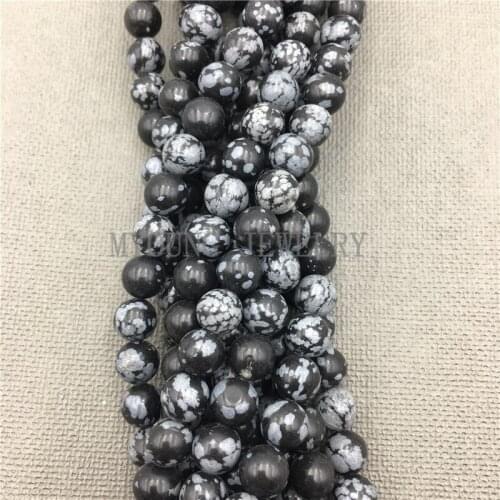 MY0675 Free Shipping Snowflake Obsidian Beads, Round Natural Stone Alabaster Beads For Jewelry Making Diy Bracelet Or Necklace