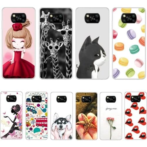 Case For POCO X3 NFC Phone Cover Back Fitness Silicone Bumper Softness TPU With Colorful Printing