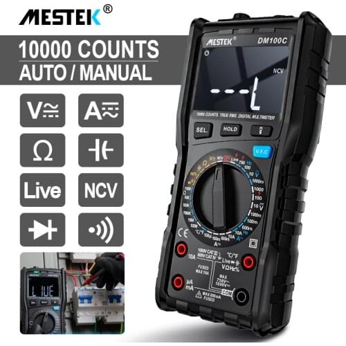 MESTEK DM100 Digital Multimeter Tester Capacitance Fast Speed DC DC 10000 Counts multimetro digital profissional Anti-burn Alarm