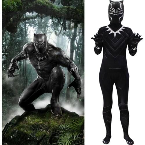Kids Adult Men Women Black Panther Costume Cosplay Children Cosplay Costume Jumpsuit Bodysuit Halloween Party