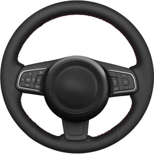 Car Steering Wheel Cover Soft Black Artificial Leather For Jaguar E-Pace 2017-2019 F-Pace 2016-2017 XE 2015-2017 XF 2016 2017