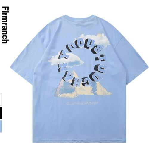 Firmranch Tees For Men/Women Ins Circle Alphanumeric Print Black Half-Sleeve BF Couple Shorts Style Causal Japanese T-shirt