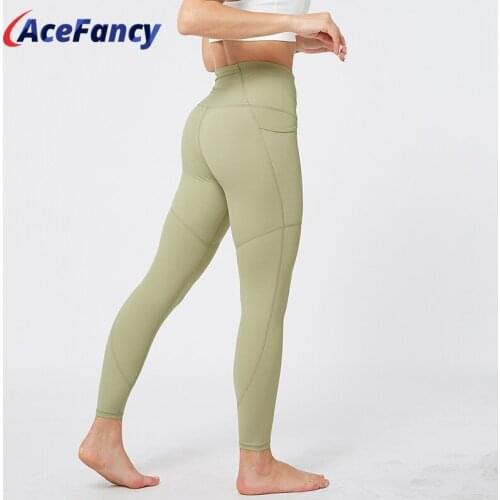 Leggings Side Pocket High Waist Running Yoga Pants Tummy Control Acefancy Stretch High Elastic Gym Tights Women Legging T2147