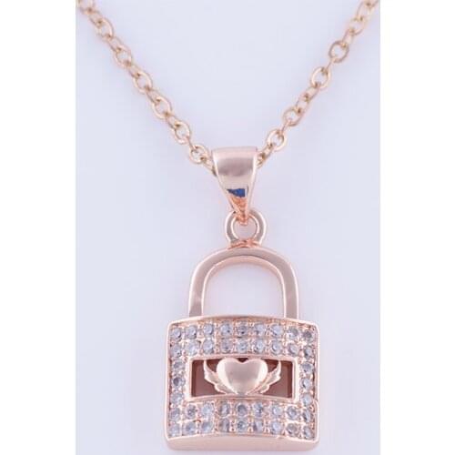 Hot Jewelry Vintage Zircon Heart Locks Charms Necklaces Women Accessories Diy Copper Micro Pave Long Chain Necklace Bijoux Femme