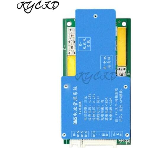 Lithium 18650 Battery BMS 17S 60V 50A 60A 80A Protection Board Common Port with Balance/GPS Port For Power Bank Electric Scooter