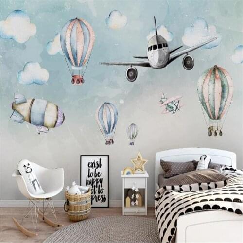 Milofi custom mural wallpaper wall cloth simple cartoon airplane personality hot air balloon childrens room background wall