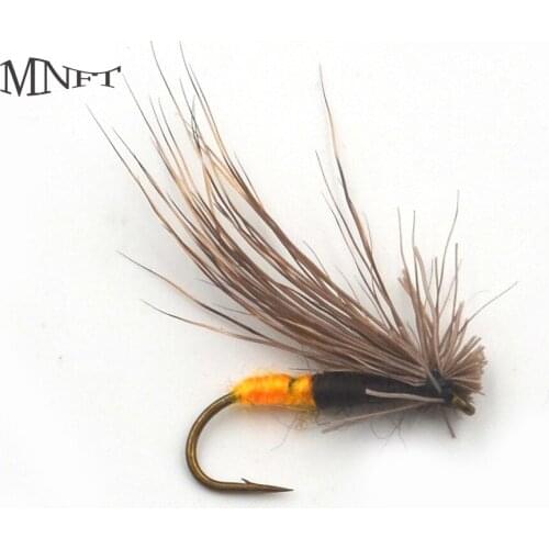 MNFT 10PCS Orange Black gold Trout Flies Outdoor Fly Fishing Artificial Bait #10