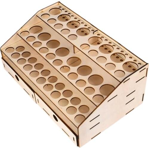 4-Layers Wooden Paint Rack Stand with 58 Holes for Storing Paints