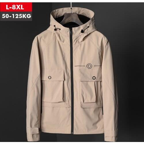 Men Jacket 2021 Spring New Hooded Casual Workwear Jacket Fashion Trendy Black Tops Coat Man Outerwear Plus Size M-8XL