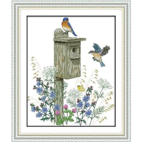 The birds home cross stitch kit animal patterns 18ct 14ct 11ct count print canvas stitches embroidery DIY handmade needlework
