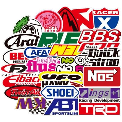 50 Pcs Racing Car Stickers for Car Styling Sticker Motocross Skateboard Bicycle Laptop Luggage DIY Waterproof Stickers Pack