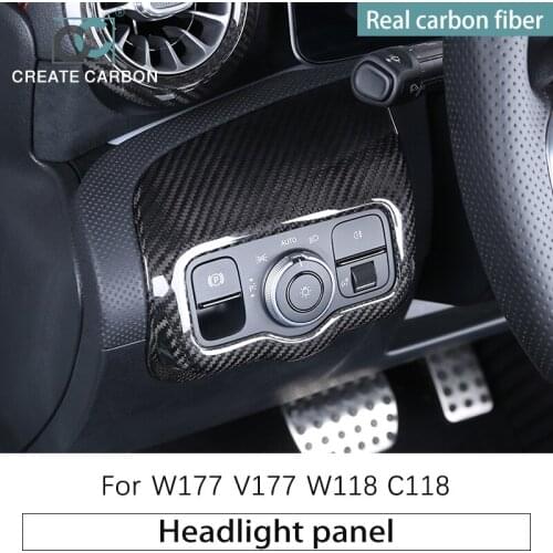 CREATE CARBON Real Carbon Fiber Headlight button control sticker For Benz Automotive interior W177 V177 AMG35/45 CLA C118 W118