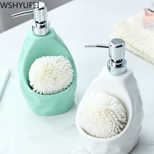 New fashion ceramic dual-use lotion bottle Press type Portable shower gel storage bottle Hotel home bathroom decoration WSHYUFEI