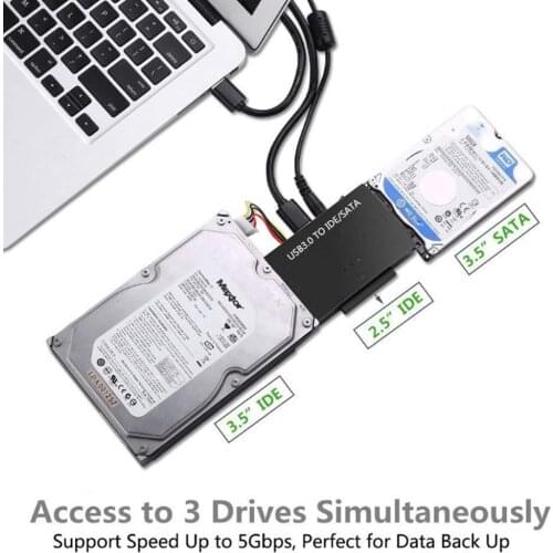 Data Transfer USB 3.0 TO SATA & IDE Hard Drive Converter for 2.5/3.5 Optical HDD/SSD/DED-ROW/CD-ROW