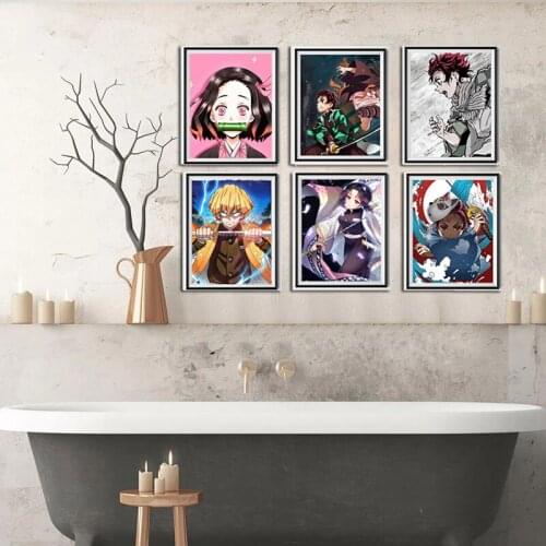 Tanjirou Nezuko Zenitsu Shinobu Kimetsu No Yaiba Original Anime Art Collection Wall Poster Print,8 x 10 Inches,No Frame,Set of 6