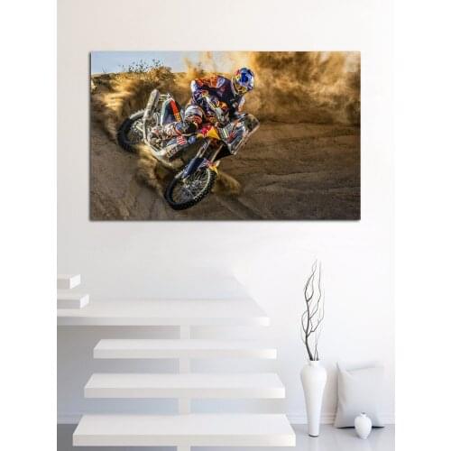 Motocross sports artwork motorcycle racing living room decoration home wall art decor wood frame fabric posters KG282