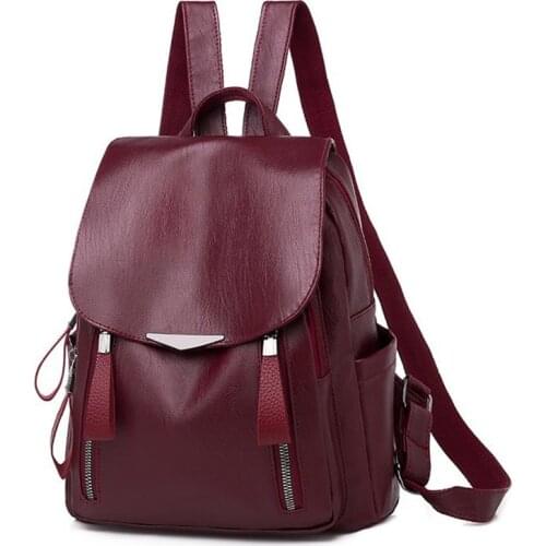 SMOOZA Luxury Designer Women Travel Backpack High Quality Soft PU Leather Women Backpack Fashion School Backpack Women Backpack