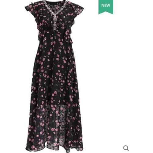 Print chiffon dress 2019 new summer French vintage dress above the knee very fairy dress