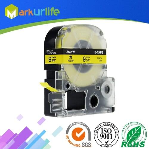 1 Pack SC9RY Compatible Epson Labelworks LW-300 LW-400 LW-500 LW-600 Label Maker Tape Refill Cartridge Black on Yellow 9mm