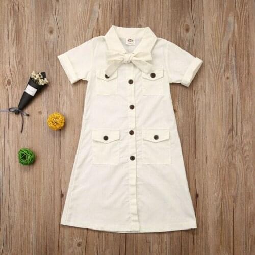 Toddler Baby Girls Trench Bow Coat Short Sleeve Turn-Down Collar Windbreaker Summer Kids Single Breasted Pockets Trench