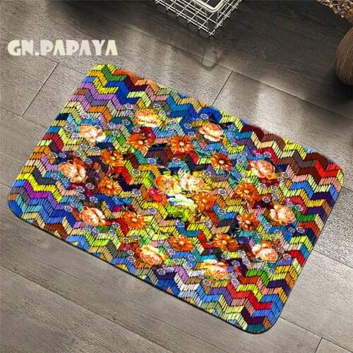 Embroidery style boho Carpet bohemian Bathroom Floor Mats Toilet Rugs Kitchen Area Rug indian mandala Pad Absorbent Door Mat