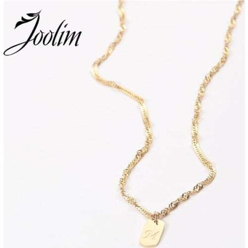 Joolim Jewelry PVD Gold Finish Letter M Pendant Necklace Stylish Stainless Steel Necklace