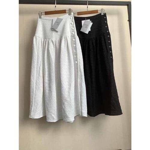 Skirt Women Long 2021 Spring Summer Womens High Waist Tweed Long Skirt Side Split Button Skirt Sexy Runway Designer