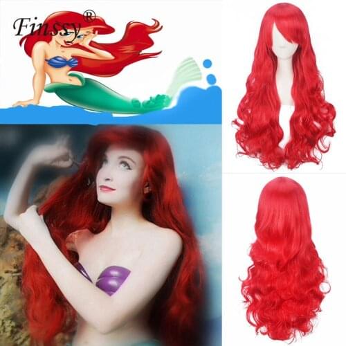 The Little Mermaid Princess Ariel Cosplay Wig for Women Halloween Costume for Girls Play Wig Party Stage Red Long Hair