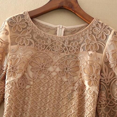 Plus High Size Quality Runway Fashion Designer Flower Embroidery Slim Midi Party Holiday Trumpet Dress XXL