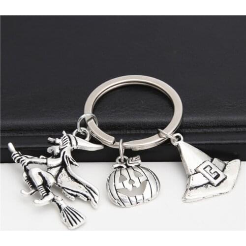 1Pc pumpkin Head Sorcerer Witch Keyring Handmade Halloween Party Gift Keychain Handbag Car Jewelry Supplies E2020