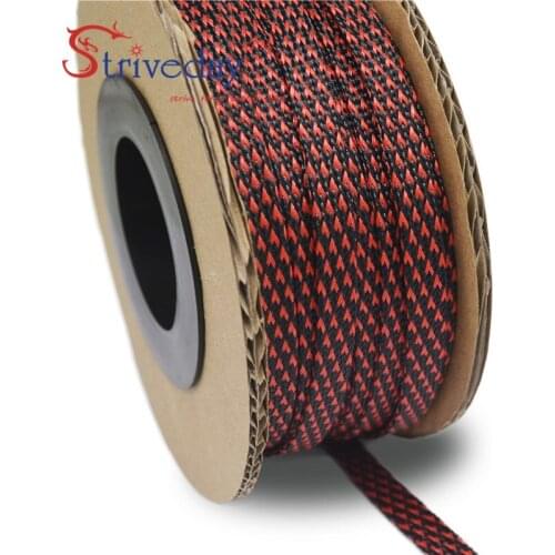 1 Meters High quality Red & Black 16mm Braid PET Expandable Sleeving High Density Sheathing Plaited Cable Sleeves DIY