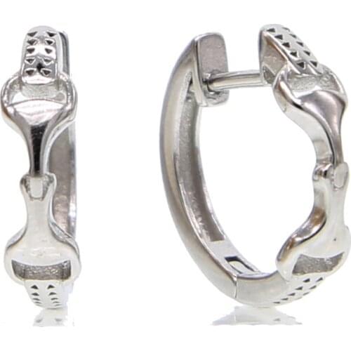 100% 925 sterling silver sport horse lover equestrian Huggie circle women girl jewelry anti allergy snaffle big earring