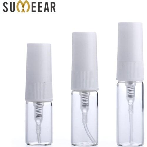 100 Pcs/Lot 2ml~10ml Glass Bottle Empty Perfume Bottle Spray White Atomizer Travel Cosmetic Container