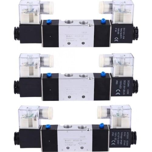 4V 220-08 1/4" Inlet Outlet 1/8" Exhaust Pneumatic Solenoid Air Valve 2 Position 5 Way Electric Magnetic