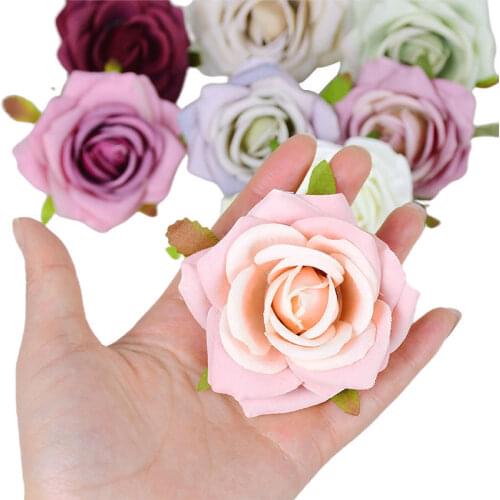 5pcs 7cm Artificial Flowers Silk Rose Head For Wedding Party Home Garden Decoration Fake Flowers DIY Craft Wreath Accessories