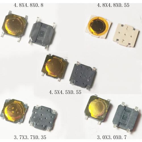 Reel Packing 50PCS 4.8X4.8X0.55MM Super Tiny Momentary Tact Button Key Button Push Button for Phone Screen Micro Switch