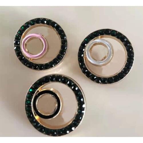 The new metal buttons have stamp 10 pieces a lot round black gem buttons black pink white clothing button jewelry accessories