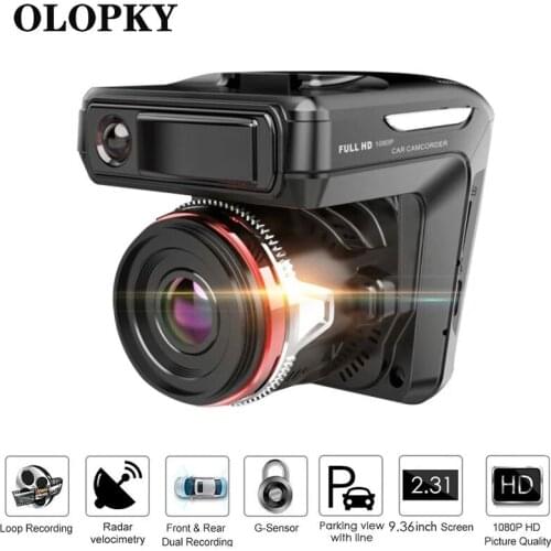New 2 in 1 Car DVR Dash Cam Radar Detector 2.31 inch IPS Display HD Dashboard Camera Vehicle Anti Radar Detector Flow Velocity