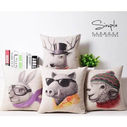 Free shipping/cute cartoon animals cotton pillowcase cushion for leaning on of 43 * 43 No Inner