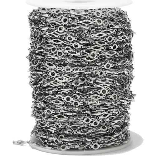 1Meter 4mm Width Handmade Stainless Steel Chain Prismatic Round Link Chains For DIY Jewelry Bracelets Necklace Making Findings