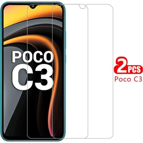 Case for xiaomi poco c3 cover tempered glass screen protector on ksiomi redmi pococ3 pcoo c 3 3c 6.43 protective phone coque bag