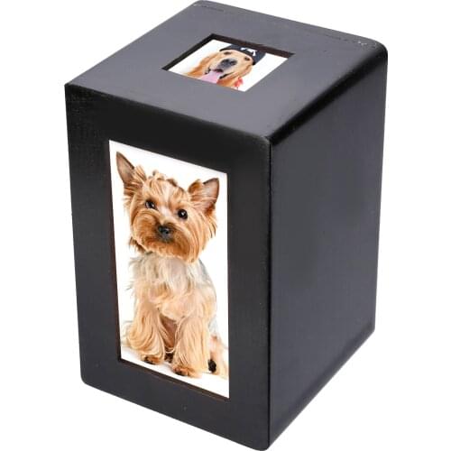 Mayitr Black Wooden Pet Urn Box Dog Cat Cremation Urn Peaceful Memorial Photo Frame Keep Box For Home Storage Holder