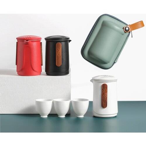 Business Fashion Tea Cups Ceramic Portable Teapot Set Outdoor Travel Gaiwan Tea Cups of Tea Ceremony Teacup Fine Gift Tea Set