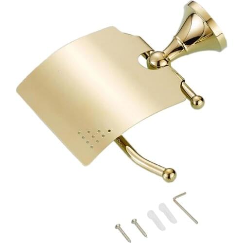Toilet Paper Roll Holder Tissue Bathroom Dispenser Wall Mounted Golden Brass