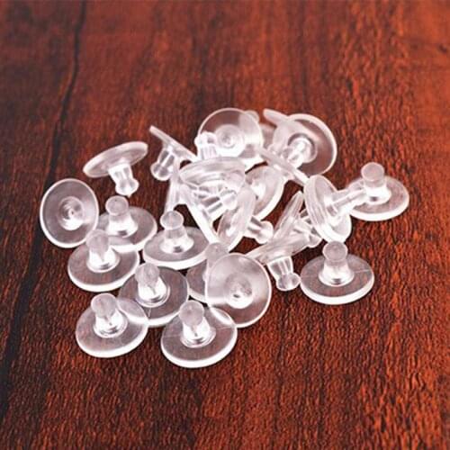 DIY 100PCS/Lot 10PCS/Lot Rubber Back Silicone Round Ear Plugging Earnuts Earring Finding White Skid Resistance Handmade Finding