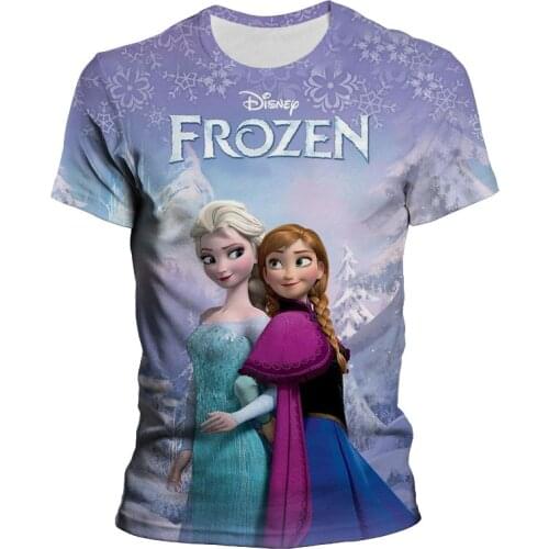 Disney Frozen Anna Elsa Kids Girl T Shirt 3D Digital Printing Clothes Tops Frozen Snow Queen Cartoon Print Shirts Men Women Tees