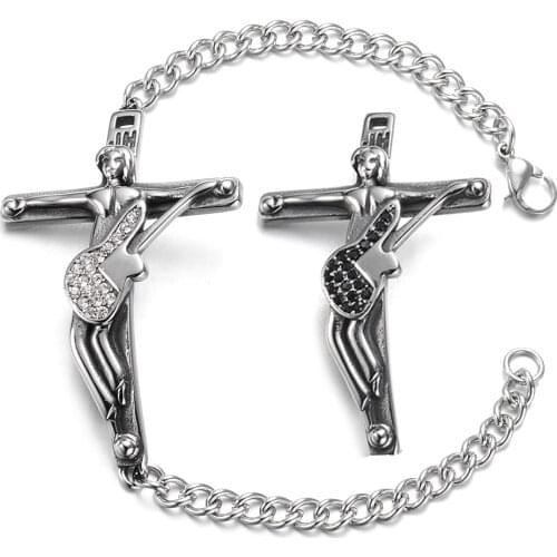 Johnny Hallyday collection Bracelet CROIX GUITARE 316 Stainless Steel Jewelry for Men Women Concert Gift